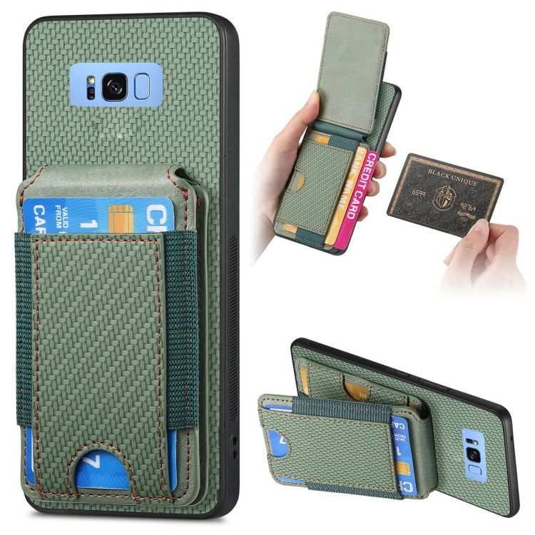 Carbon Fiber Vertical Flip Wallet Stand Phone Case, For Samsung Galaxy S8+