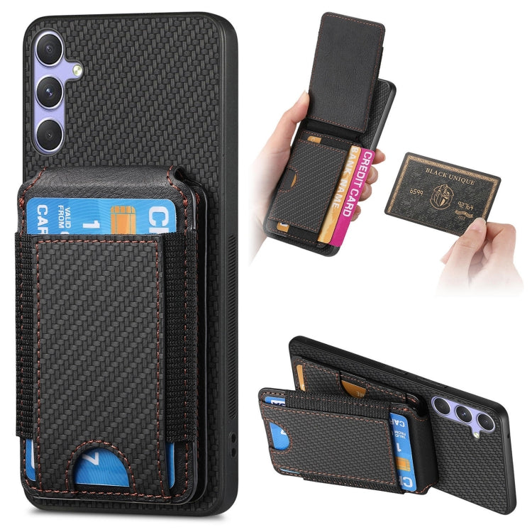 Carbon Fiber Vertical Flip Wallet Stand Phone Case, For Samsung Galaxy S25 Edge 5G, For Samsung Galaxy A56 5G, For Samsung Galaxy A36, For Samsung Galaxy S25 5G