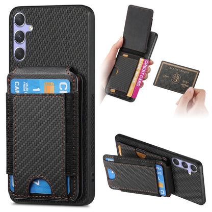 Carbon Fiber Vertical Flip Wallet Stand Phone Case, For Samsung Galaxy S25 Edge 5G, For Samsung Galaxy A56 5G, For Samsung Galaxy A36, For Samsung Galaxy S25 5G