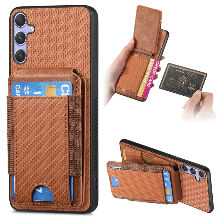 Carbon Fiber Vertical Flip Wallet Stand Phone Case, For Samsung Galaxy S25 Edge 5G, For Samsung Galaxy A56 5G, For Samsung Galaxy A36, For Samsung Galaxy S25 5G
