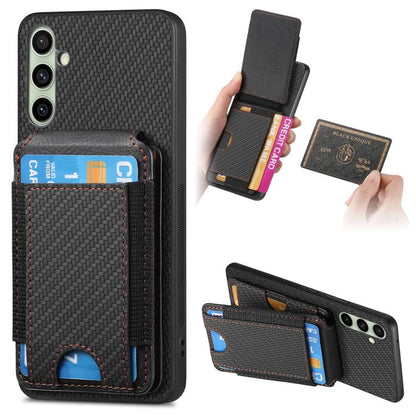 Carbon Fiber Vertical Flip Wallet Stand Phone Case, For Samsung Galaxy S25 Edge 5G, For Samsung Galaxy A56 5G, For Samsung Galaxy A36, For Samsung Galaxy S25 5G