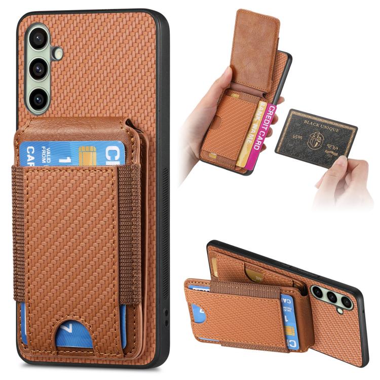 Carbon Fiber Vertical Flip Wallet Stand Phone Case, For Samsung Galaxy S25 Edge 5G, For Samsung Galaxy A56 5G, For Samsung Galaxy A36, For Samsung Galaxy S25 5G