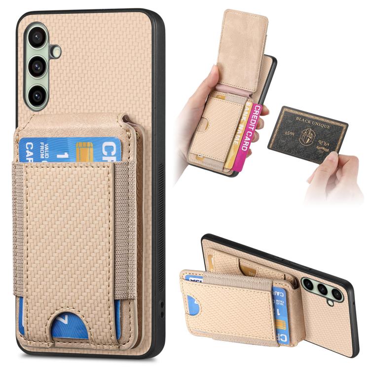 Carbon Fiber Vertical Flip Wallet Stand Phone Case, For Samsung Galaxy A36, For Samsung Galaxy S25 5G, For Samsung Galaxy S25+ 5G, For Samsung Galaxy S25 Ultra 5G