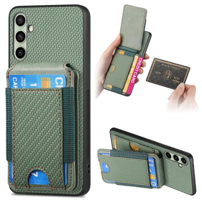 Carbon Fiber Vertical Flip Wallet Stand Phone Case, For Samsung Galaxy A36, For Samsung Galaxy S25 5G, For Samsung Galaxy S25+ 5G, For Samsung Galaxy S25 Ultra 5G