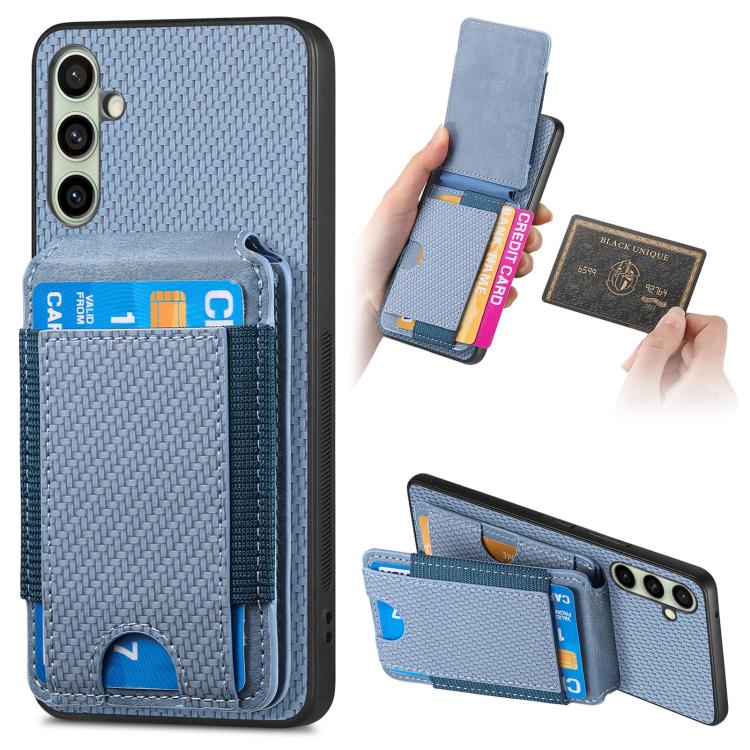 Carbon Fiber Vertical Flip Wallet Stand Phone Case, For Samsung Galaxy A57 5G, For Samsung Galaxy A37 5G, For Samsung Galaxy S25 Edge 5G, For Samsung Galaxy A56 5G