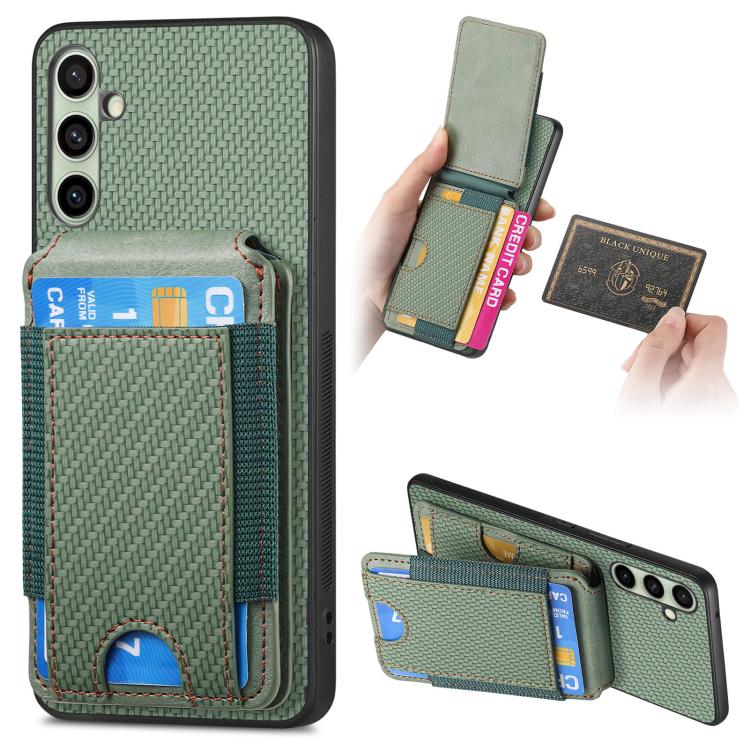 Carbon Fiber Vertical Flip Wallet Stand Phone Case, For Samsung Galaxy A57 5G, For Samsung Galaxy A37 5G, For Samsung Galaxy S25 Edge 5G, For Samsung Galaxy A56 5G