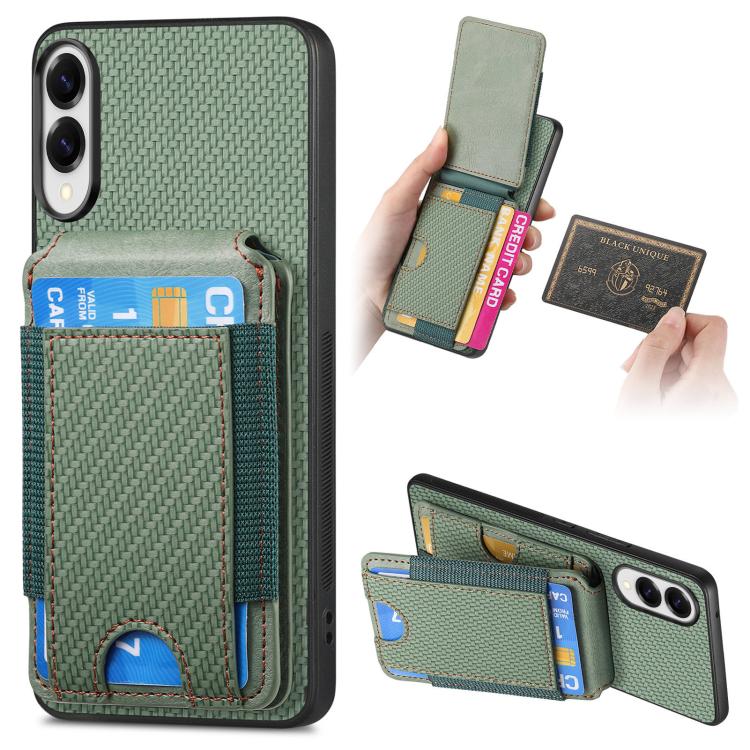 Carbon Fiber Vertical Flip Wallet Stand Phone Case, For Samsung Galaxy A57 5G, For Samsung Galaxy A37 5G, For Samsung Galaxy S25 Edge 5G, For Samsung Galaxy A56 5G
