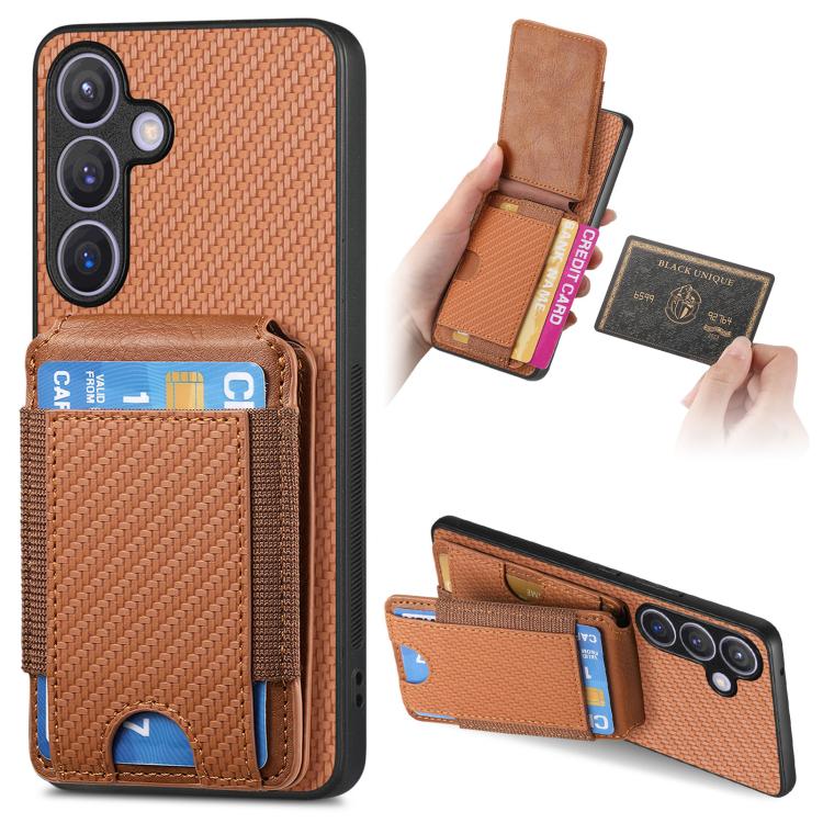 Carbon Fiber Vertical Flip Wallet Stand Phone Case, For Samsung Galaxy A57 5G, For Samsung Galaxy A37 5G, For Samsung Galaxy S25 Edge 5G, For Samsung Galaxy A56 5G