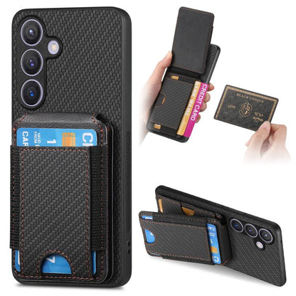 Carbon Fiber Vertical Flip Wallet Stand Phone Case, For Samsung Galaxy A57 5G, For Samsung Galaxy A37 5G, For Samsung Galaxy S25 Edge 5G, For Samsung Galaxy A56 5G