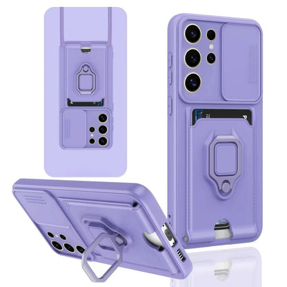 Sliding Camshield Magnetic Card Holder Silicone Phone Case, For Samsung Galaxy S24 Ultra 5G, For Samsung Galaxy S24+ 5G, For Samsung Galaxy A05, For Samsung Galaxy A05s