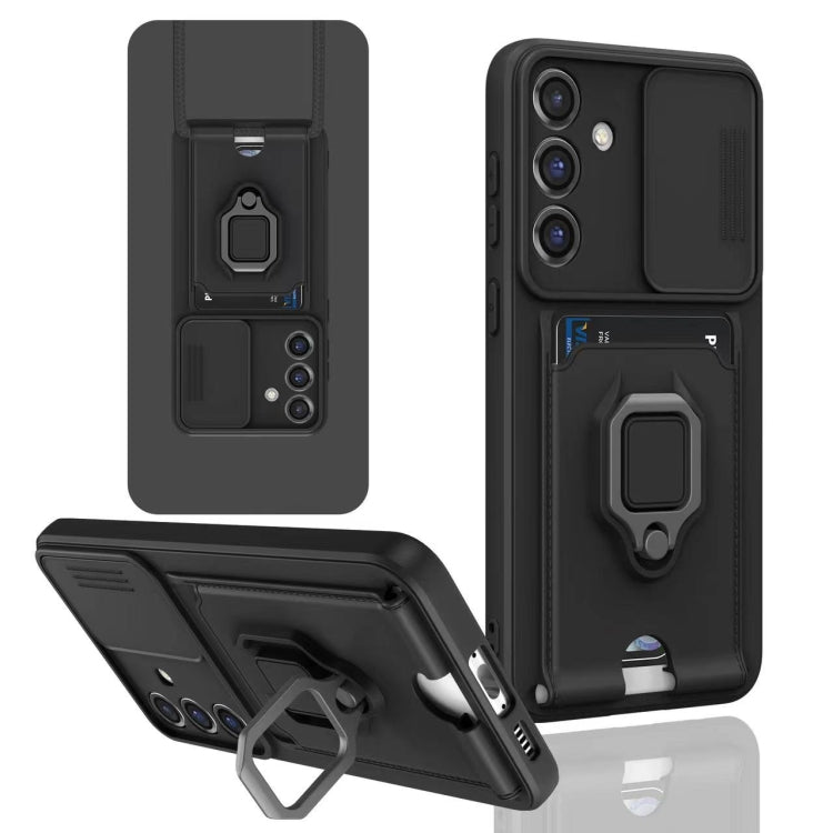Sliding Camshield Magnetic Card Holder Silicone Phone Case, For Samsung Galaxy A13 5G, For Samsung Galaxy A32 4G, For Samsung Galaxy A23 4G / 5G