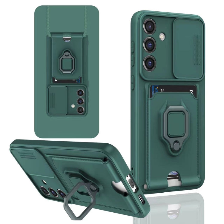 Sliding Camshield Magnetic Card Holder Silicone Phone Case, For Samsung Galaxy A13 5G, For Samsung Galaxy A32 4G, For Samsung Galaxy A23 4G / 5G