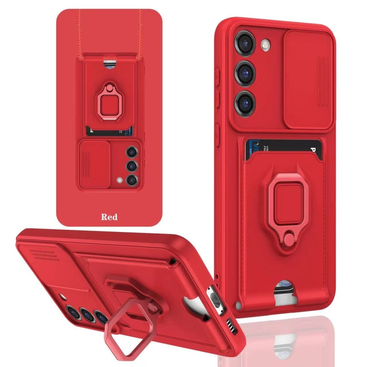 Sliding Camshield Magnetic Card Holder Silicone Phone Case, For Samsung Galaxy A13 5G, For Samsung Galaxy A32 4G, For Samsung Galaxy A23 4G / 5G