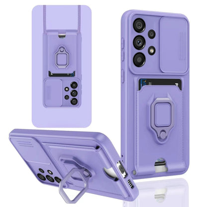 Sliding Camshield Magnetic Card Holder Silicone Phone Case, For Samsung Galaxy A13 5G, For Samsung Galaxy A32 4G, For Samsung Galaxy A52 4G / 5G, For Samsung Galaxy A12 4G