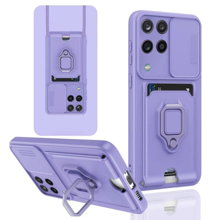 Sliding Camshield Magnetic Card Holder Silicone Phone Case, For Samsung Galaxy A13 5G, For Samsung Galaxy A32 4G, For Samsung Galaxy A52 4G / 5G, For Samsung Galaxy A12 4G