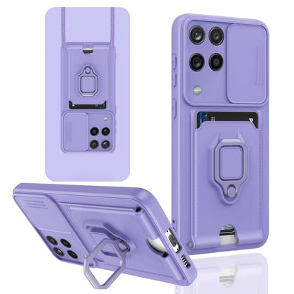 Sliding Camshield Magnetic Card Holder Silicone Phone Case, For Samsung Galaxy A13 5G, For Samsung Galaxy A32 4G, For Samsung Galaxy A52 4G / 5G, For Samsung Galaxy A12 4G