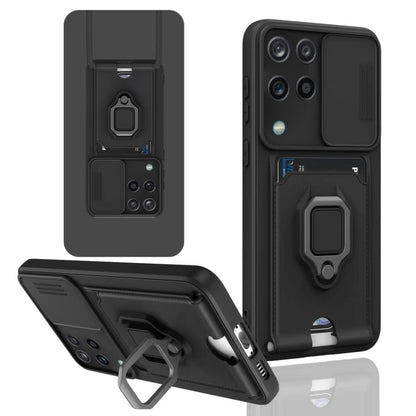 Sliding Camshield Magnetic Card Holder Silicone Phone Case, For Samsung Galaxy A13 5G, For Samsung Galaxy A32 4G, For Samsung Galaxy A52 4G / 5G, For Samsung Galaxy A12 4G