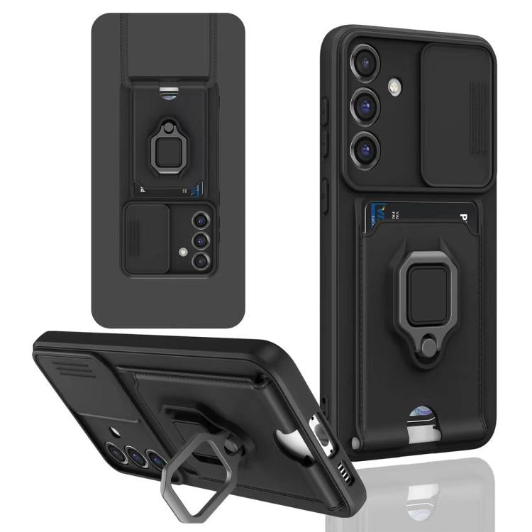 Sliding Camshield Magnetic Card Holder Silicone Phone Case, For Samsung Galaxy A16, For Samsung Galaxy S25+ 5G, For Samsung Galaxy S25 Ultra 5G, For Samsung Galaxy A06