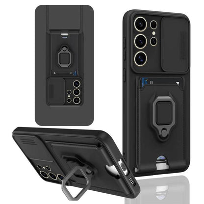 Sliding Camshield Magnetic Card Holder Silicone Phone Case, For Samsung Galaxy A16, For Samsung Galaxy S25+ 5G, For Samsung Galaxy S25 Ultra 5G, For Samsung Galaxy A06