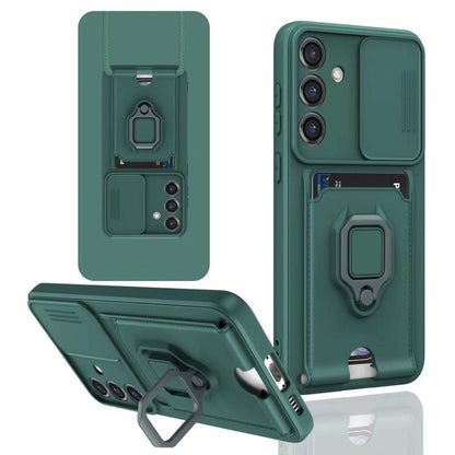 Sliding Camshield Magnetic Card Holder Silicone Phone Case, For Samsung Galaxy A16, For Samsung Galaxy S25+ 5G, For Samsung Galaxy S25 Ultra 5G, For Samsung Galaxy A06