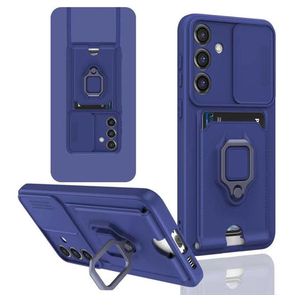 Sliding Camshield Magnetic Card Holder Silicone Phone Case, For Samsung Galaxy A16, For Samsung Galaxy S25+ 5G, For Samsung Galaxy S25 Ultra 5G, For Samsung Galaxy A06