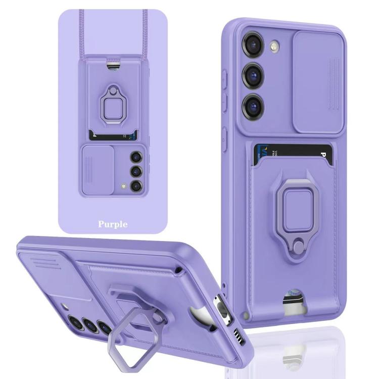 Sliding Camshield Magnetic Card Holder Silicone Phone Case, For Samsung Galaxy S25 Edge 5G, For Samsung Galaxy A56 5G, For Samsung Galaxy A26 5G, For Samsung Galaxy A36 5G