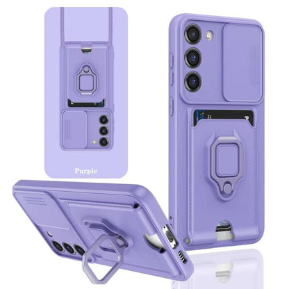 Sliding Camshield Magnetic Card Holder Silicone Phone Case, For Samsung Galaxy S25 Edge 5G, For Samsung Galaxy A56 5G, For Samsung Galaxy A26 5G, For Samsung Galaxy A36 5G