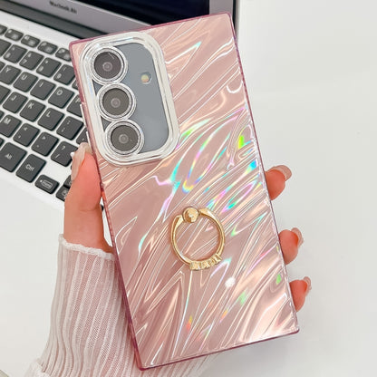 Plating Glitter Texture Ring Holder TPU Phone Case with Lens Film, For Samsung Galaxy A25 5G