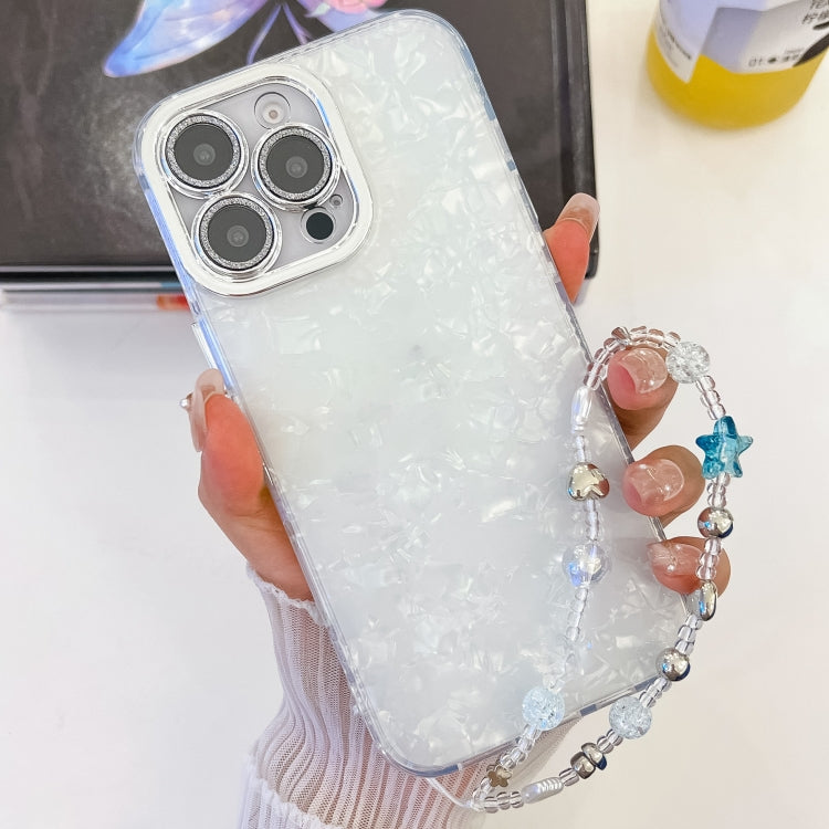 Plating Glitter Texture Chain Wristband TPU Phone Case with Lens Film, For iPhone 16 Pro