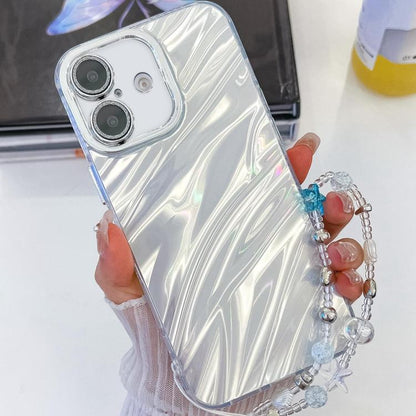 Plating Glitter Texture Chain Wristband TPU Phone Case with Lens Film, For iPhone 16