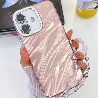 Plating Glitter Texture Chain Wristband TPU Phone Case with Lens Film, For iPhone 16