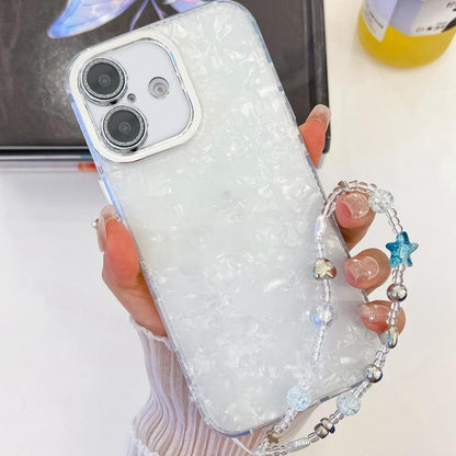 Plating Glitter Texture Chain Wristband TPU Phone Case with Lens Film, For iPhone 16