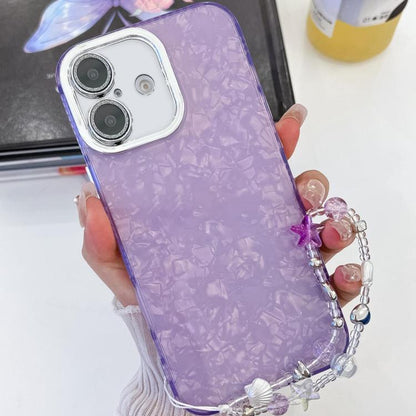 Plating Glitter Texture Chain Wristband TPU Phone Case with Lens Film, For iPhone 16
