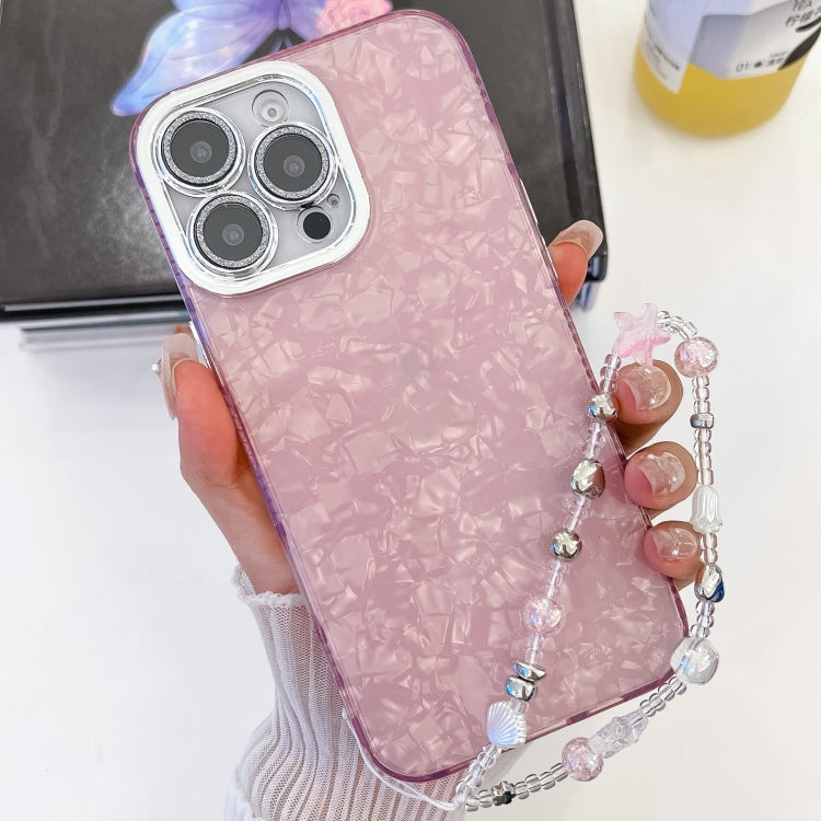 Plating Glitter Texture Chain Wristband TPU Phone Case with Lens Film, For iPhone 15 Pro Max