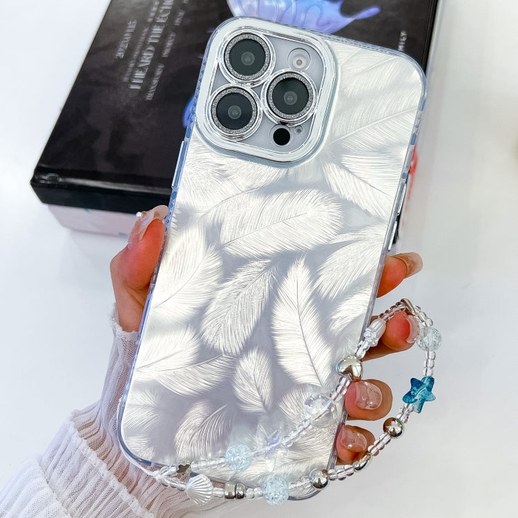 Plating Glitter Texture Chain Wristband TPU Phone Case with Lens Film, For iPhone 15 Pro Max