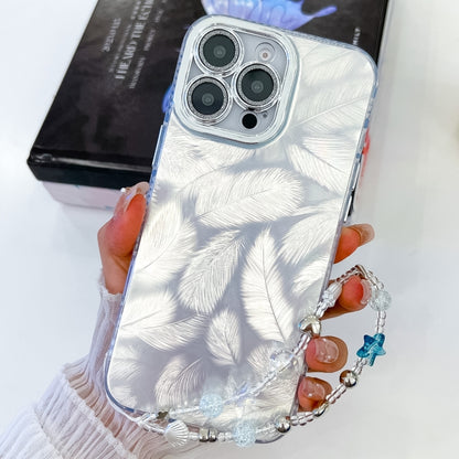 Plating Glitter Texture Chain Wristband TPU Phone Case with Lens Film, For iPhone 15 Pro Max
