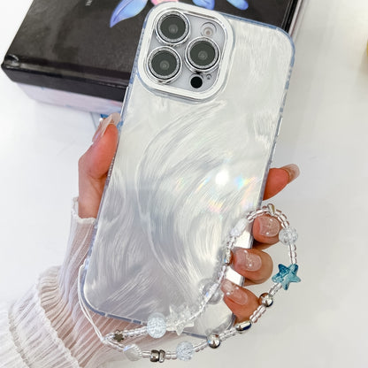 Plating Glitter Texture Chain Wristband TPU Phone Case with Lens Film, For iPhone 15 Pro Max