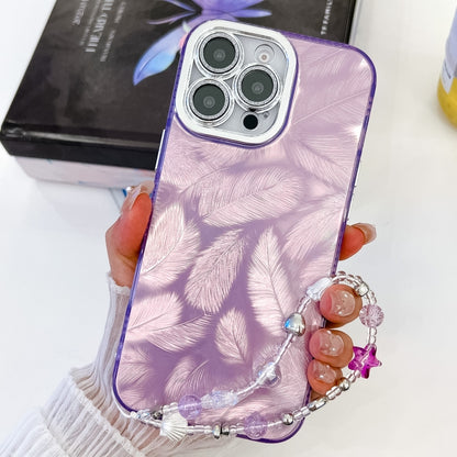 Plating Glitter Texture Chain Wristband TPU Phone Case with Lens Film, For iPhone 15 Pro