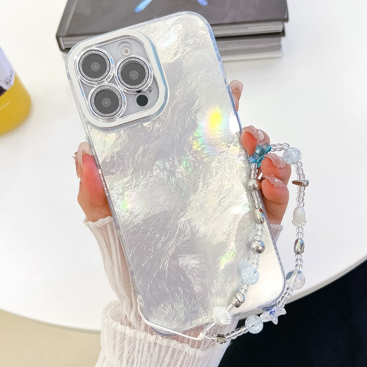 Plating Glitter Texture Chain Wristband TPU Phone Case with Lens Film, For iPhone 15 Pro