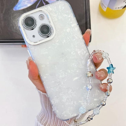 Plating Glitter Texture Chain Wristband TPU Phone Case with Lens Film, For iPhone 15