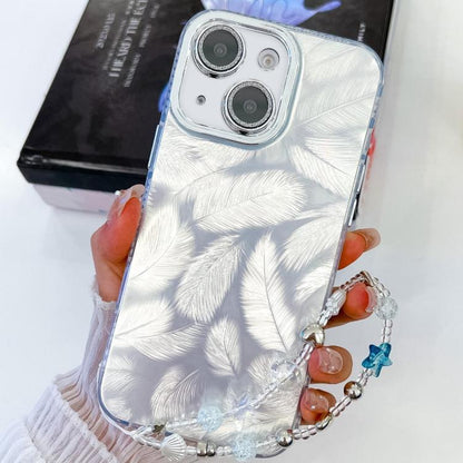 Plating Glitter Texture Chain Wristband TPU Phone Case with Lens Film, For iPhone 15