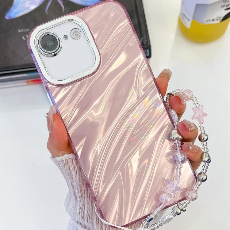 Plating Glitter Texture Chain Wristband TPU Phone Case with Lens Film, For iPhone 16e