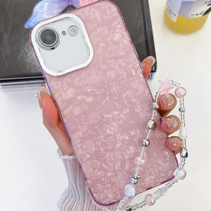 Plating Glitter Texture Chain Wristband TPU Phone Case with Lens Film, For iPhone 16e