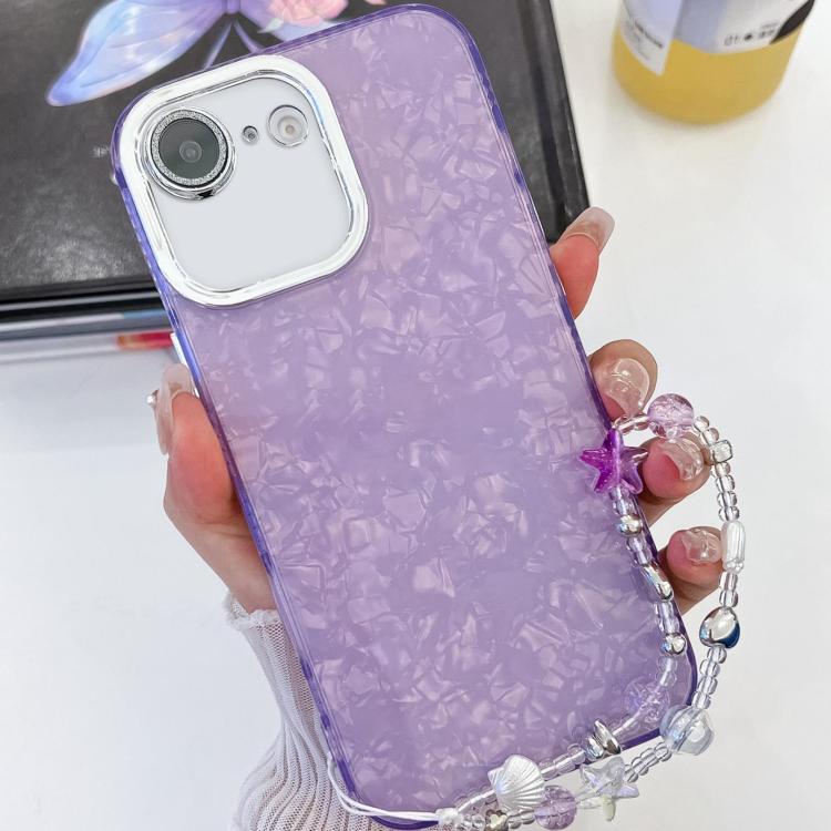 Plating Glitter Texture Chain Wristband TPU Phone Case with Lens Film, For iPhone 16e