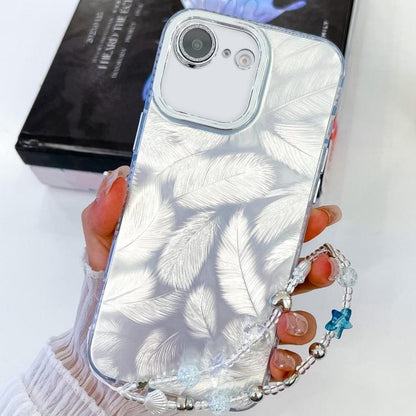 Plating Glitter Texture Chain Wristband TPU Phone Case with Lens Film, For iPhone 16e