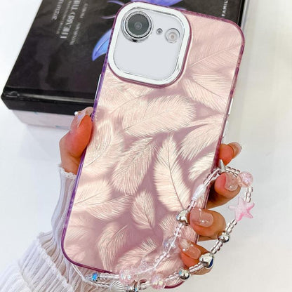 Plating Glitter Texture Chain Wristband TPU Phone Case with Lens Film, For iPhone 16e