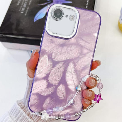 Plating Glitter Texture Chain Wristband TPU Phone Case with Lens Film, For iPhone 16e