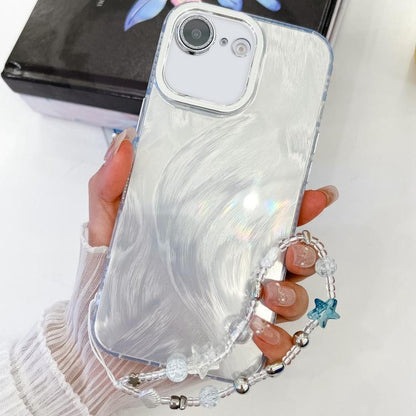 Plating Glitter Texture Chain Wristband TPU Phone Case with Lens Film, For iPhone 16e