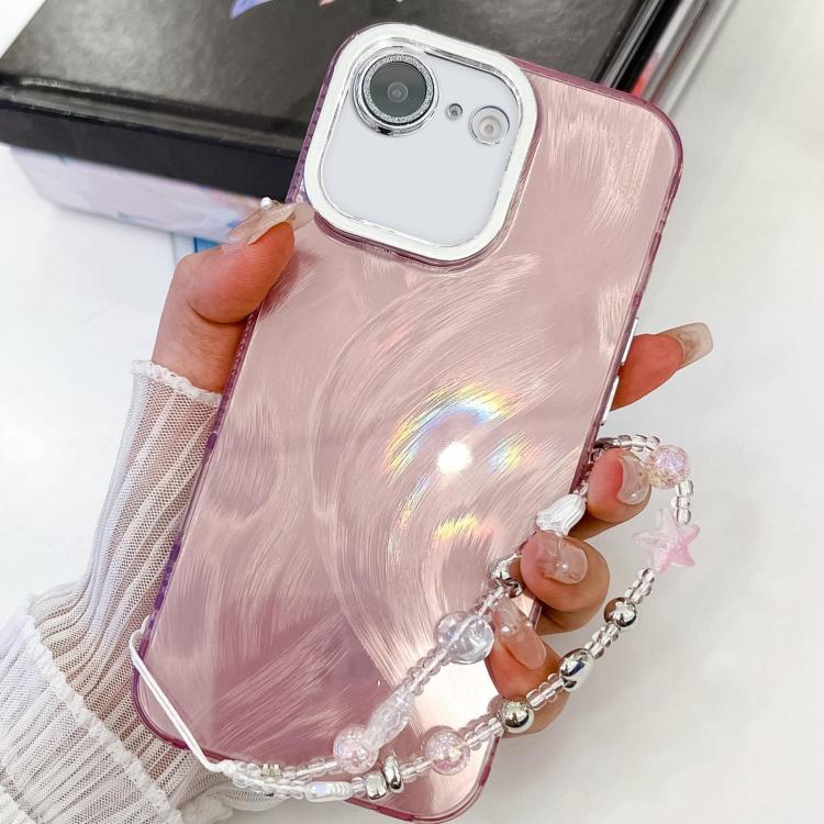 Plating Glitter Texture Chain Wristband TPU Phone Case with Lens Film, For iPhone 16e