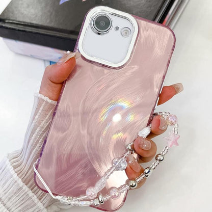 Plating Glitter Texture Chain Wristband TPU Phone Case with Lens Film, For iPhone 16e